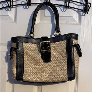 Coach Black and Tan Woven Tote